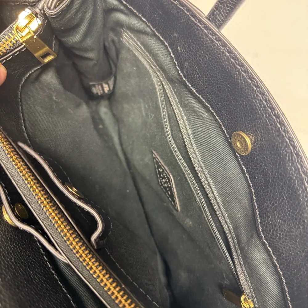 Fossil Black Leather Satchel with Gold Hardware - Picture 10 of 12